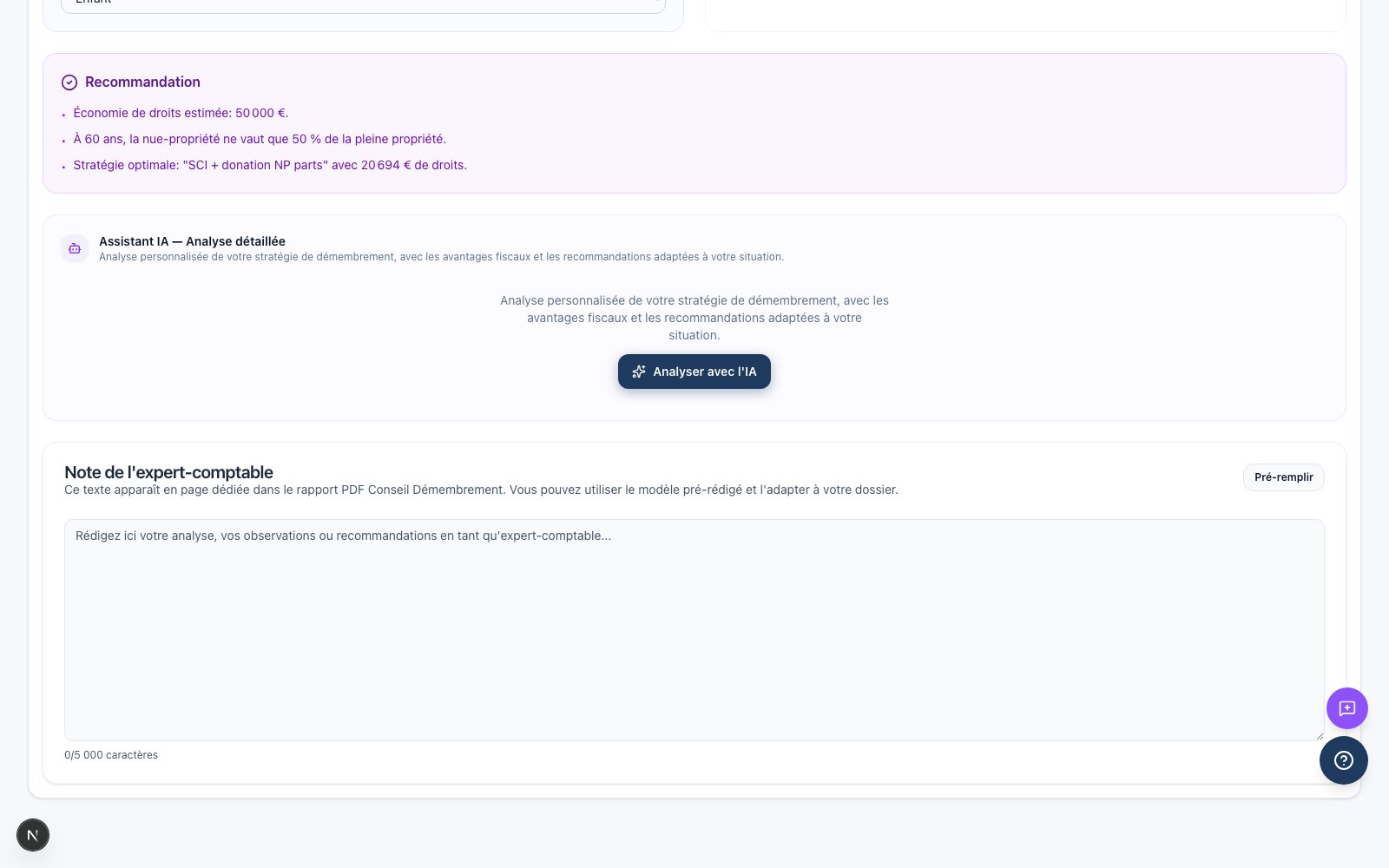 Démembrement : Recommandation et analyse IA
