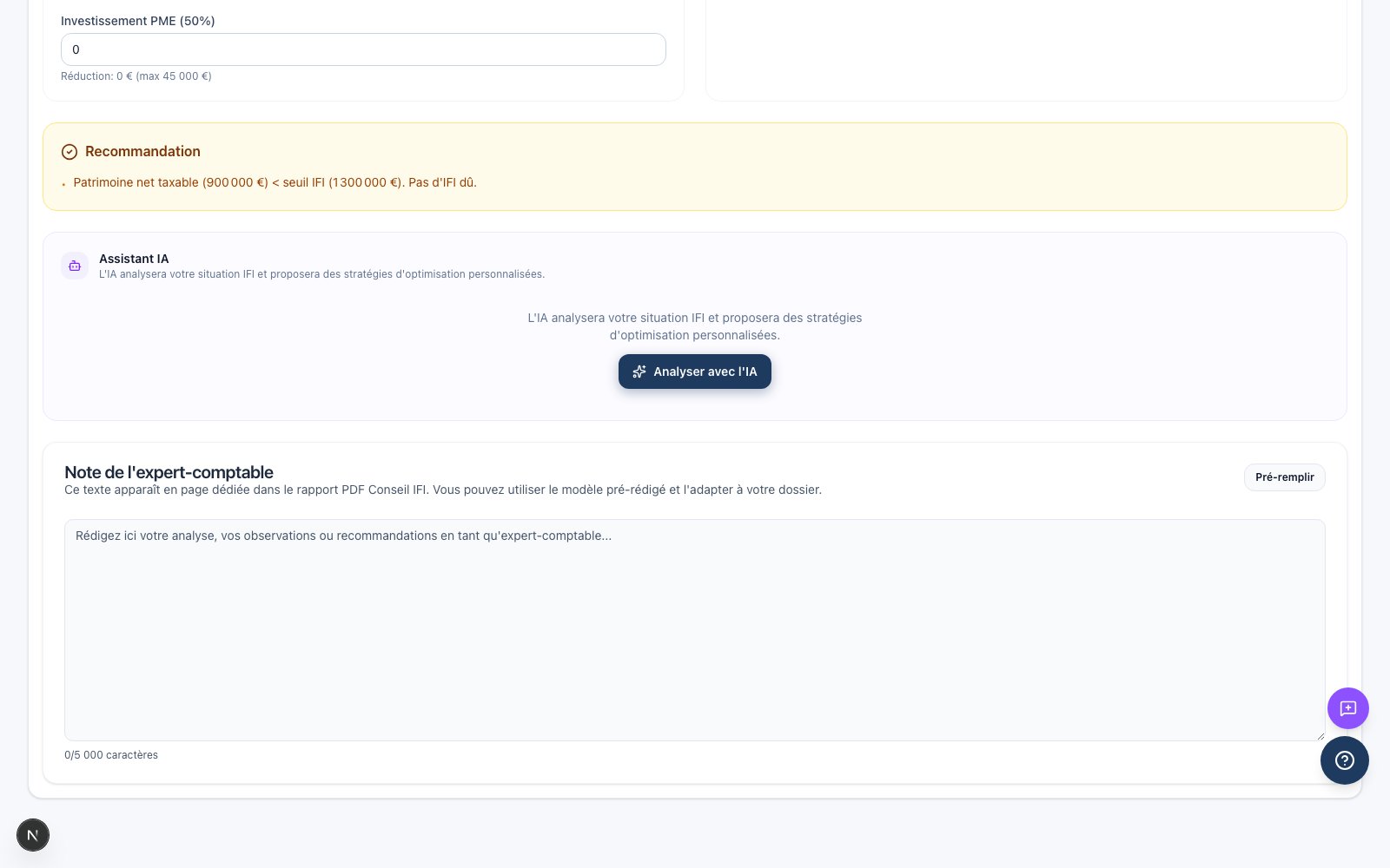 Optimisation IFI : Recommandation et analyse IA