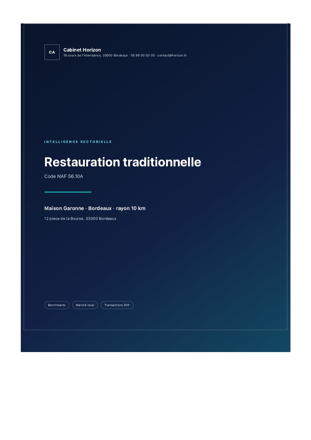 Intelligence sectorielle : Rapport PDF : couverture
