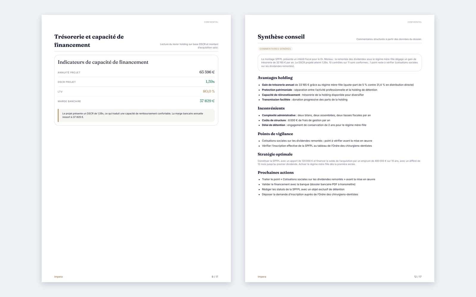 Passage en SPFPL : Rapport PDF : capacité de financement et synthèse conseil